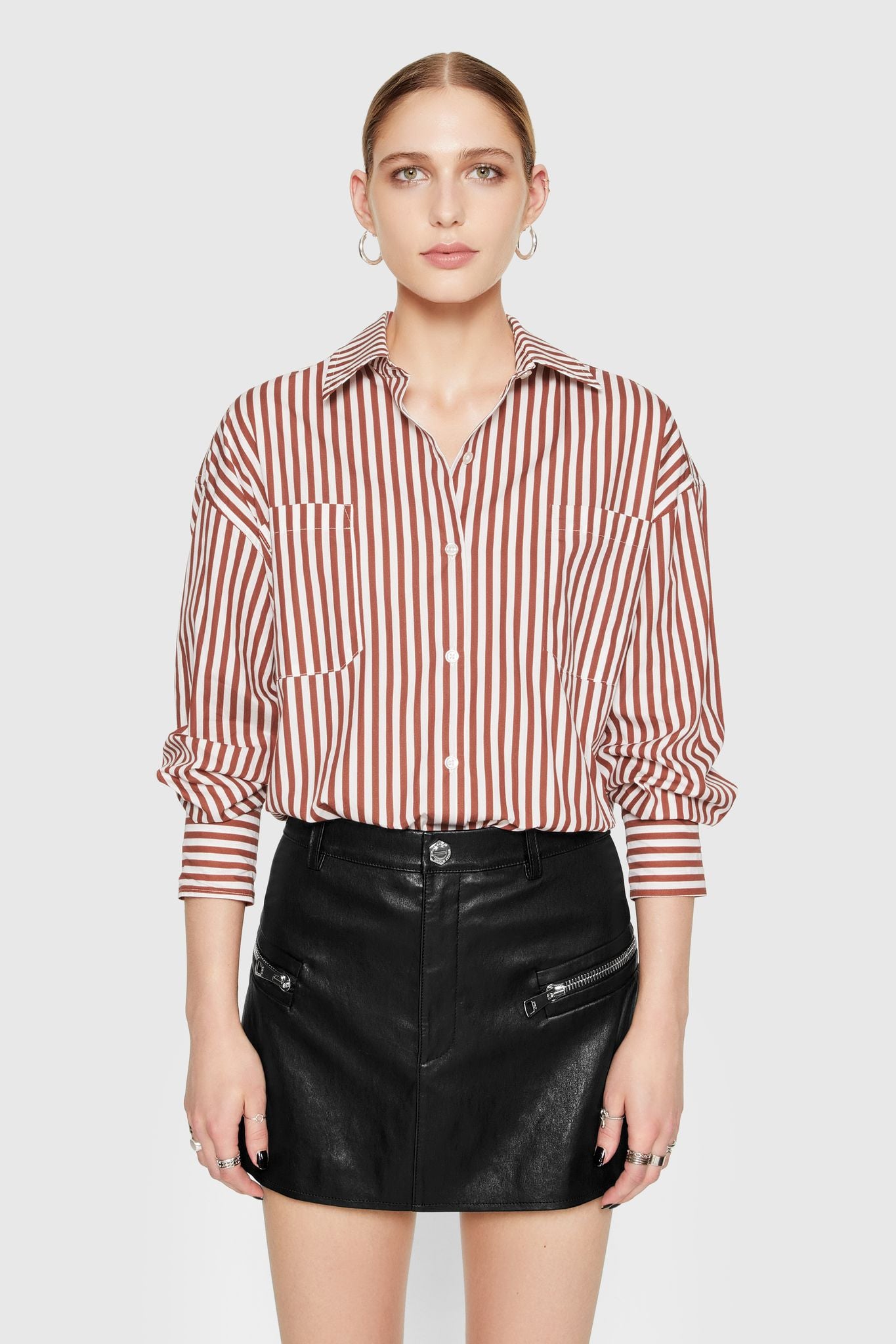 Shop Rebecca Minkoff Coco Boyfriend Shirt In Orange