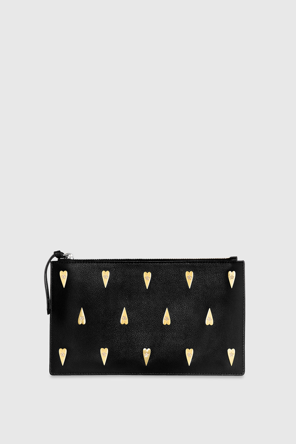 Shop Rebecca Minkoff Large Heart Studded Pouch In Black