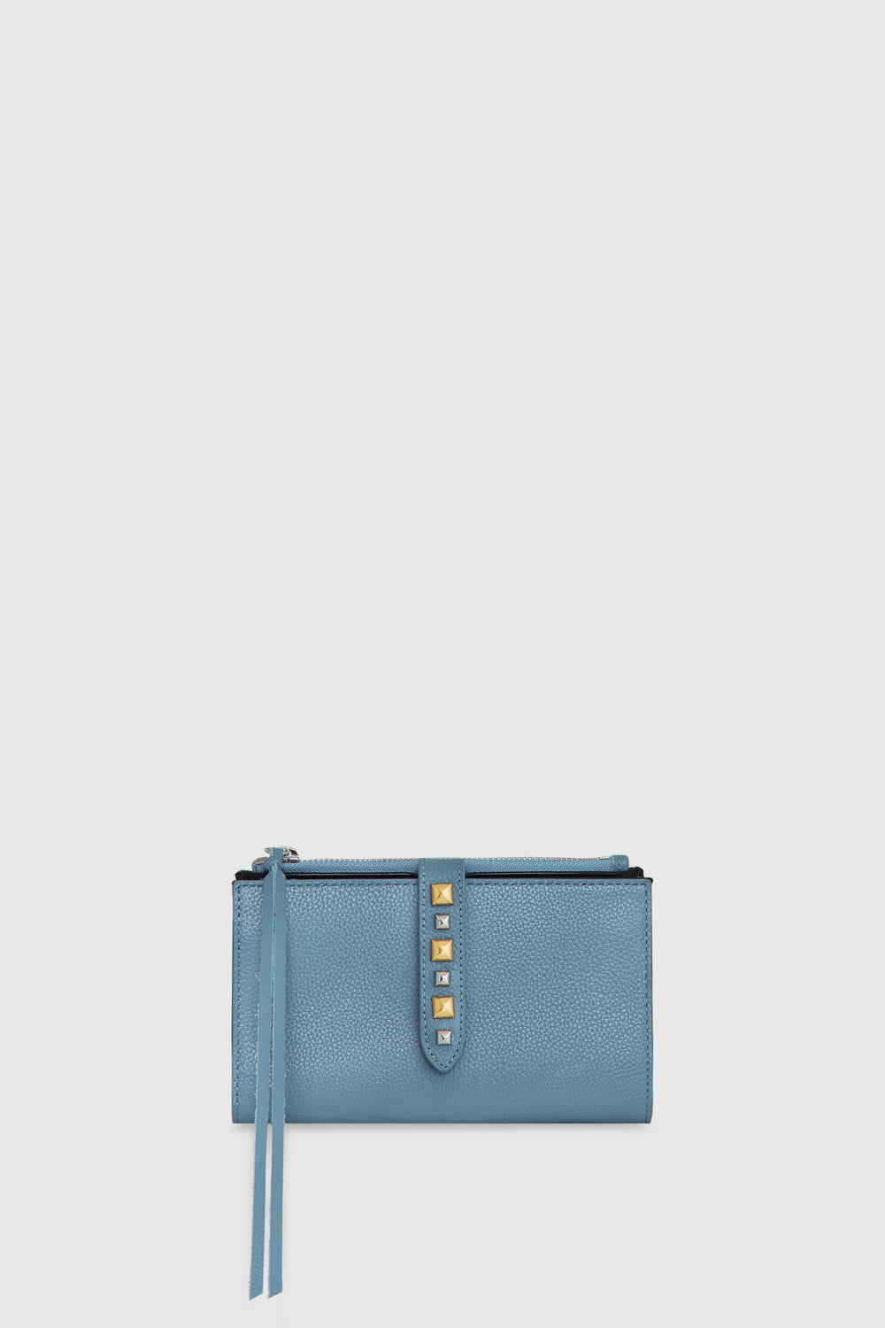 Shop Rebecca Minkoff Multi Studded Wallet With Chain Strap Bag In Cement Blue