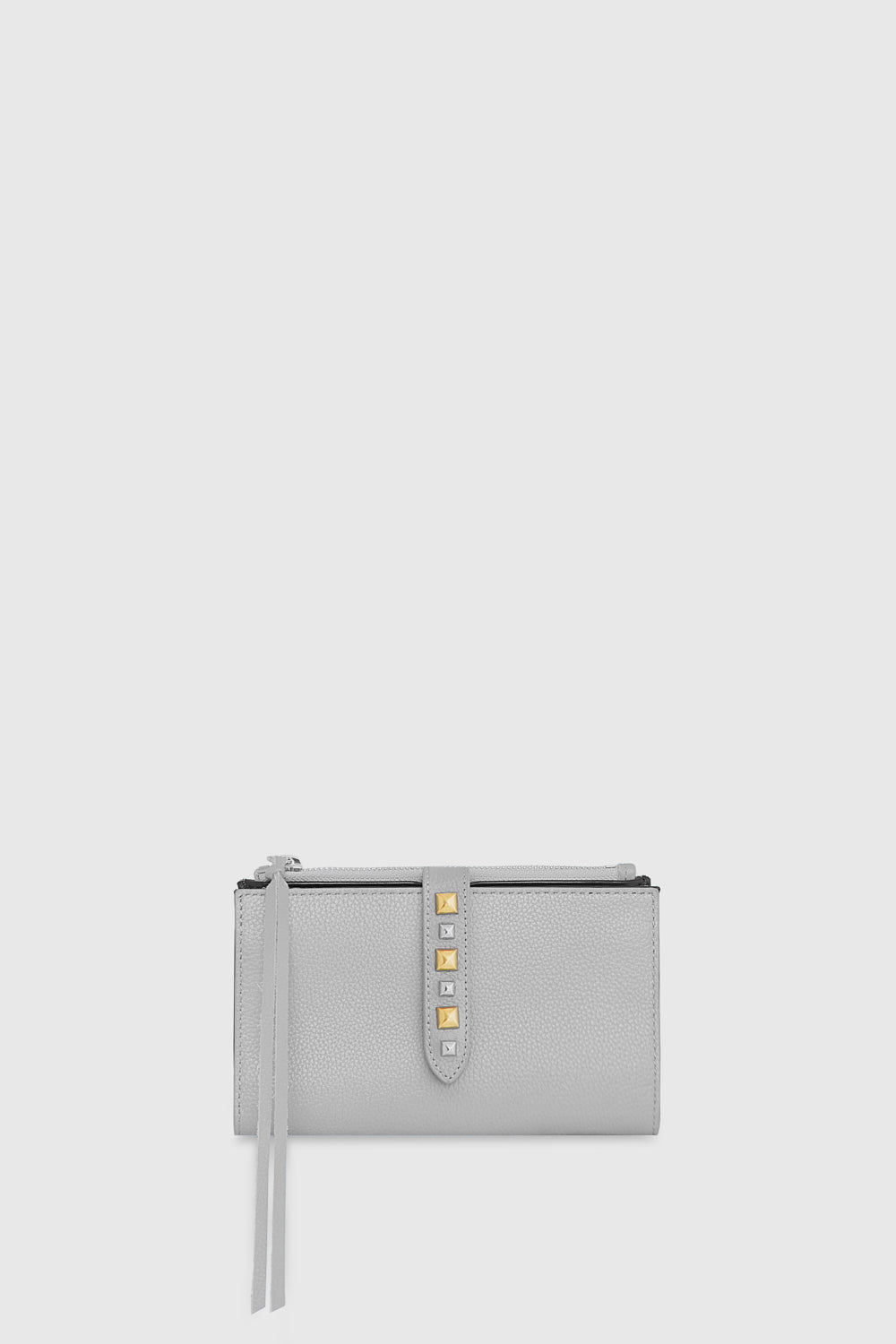 Shop Rebecca Minkoff Multi Studded Wallet With Chain Strap Bag In Grey