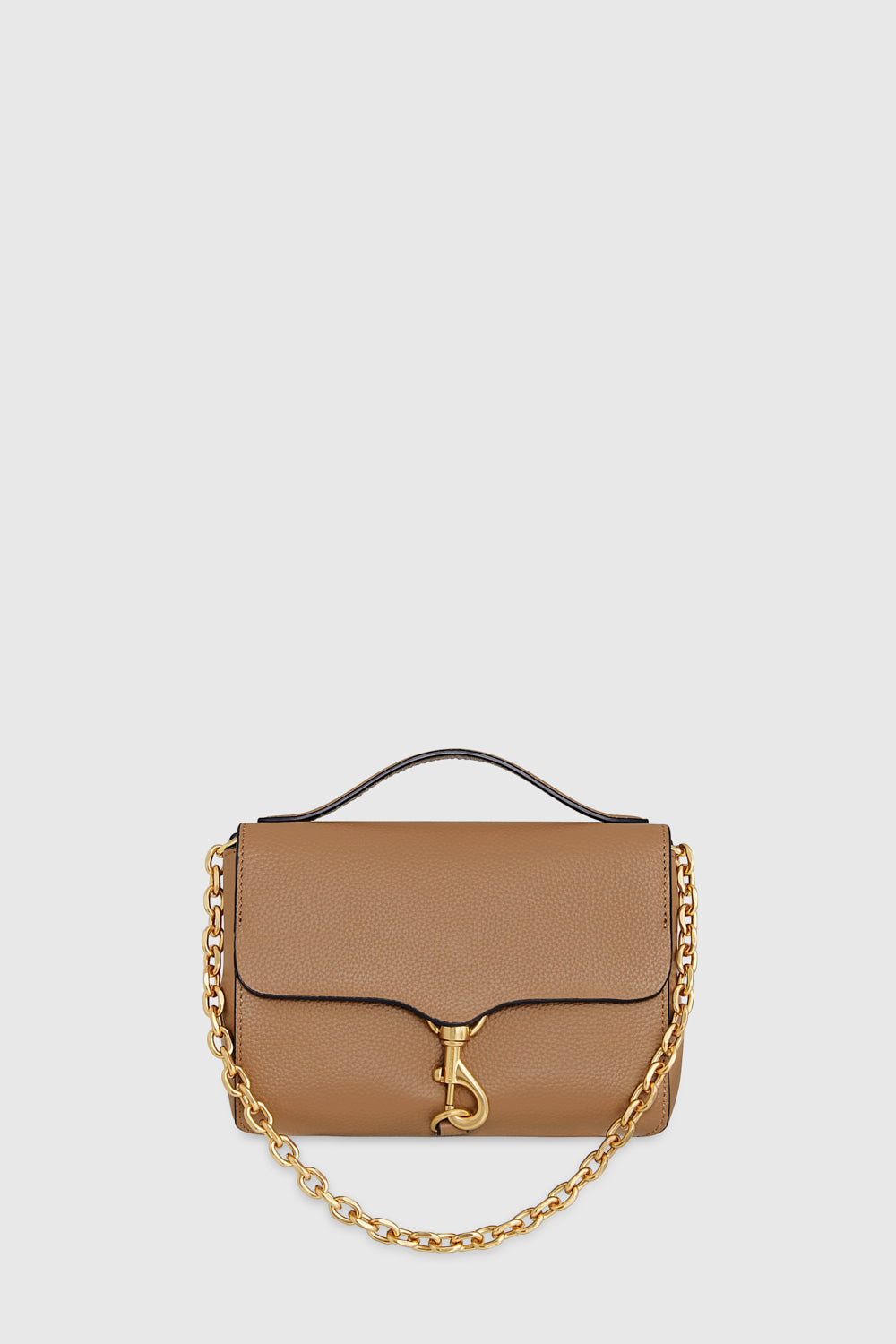 Shop Rebecca Minkoff Megan Top Handle With Chain Bag In Saddle