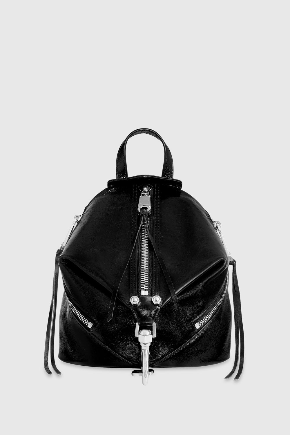Shop Rebecca Minkoff Julian Zipped Medium Backpack Bag In Black/silver