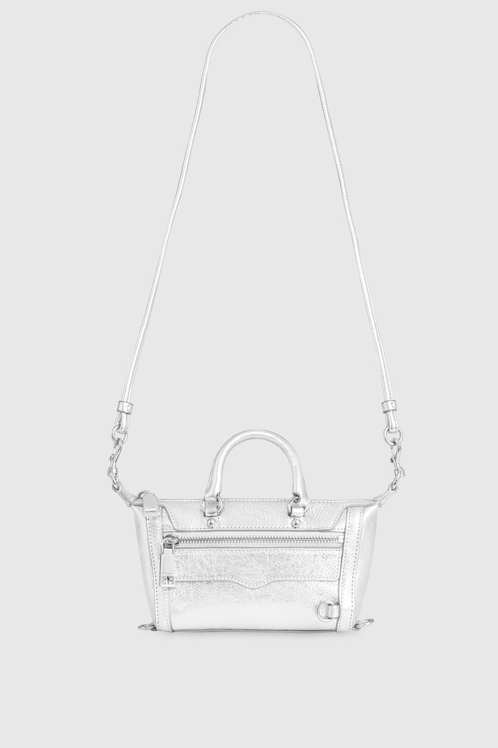 Shop Rebecca Minkoff Micro Mini M.a.b. Bag In Silver/silver