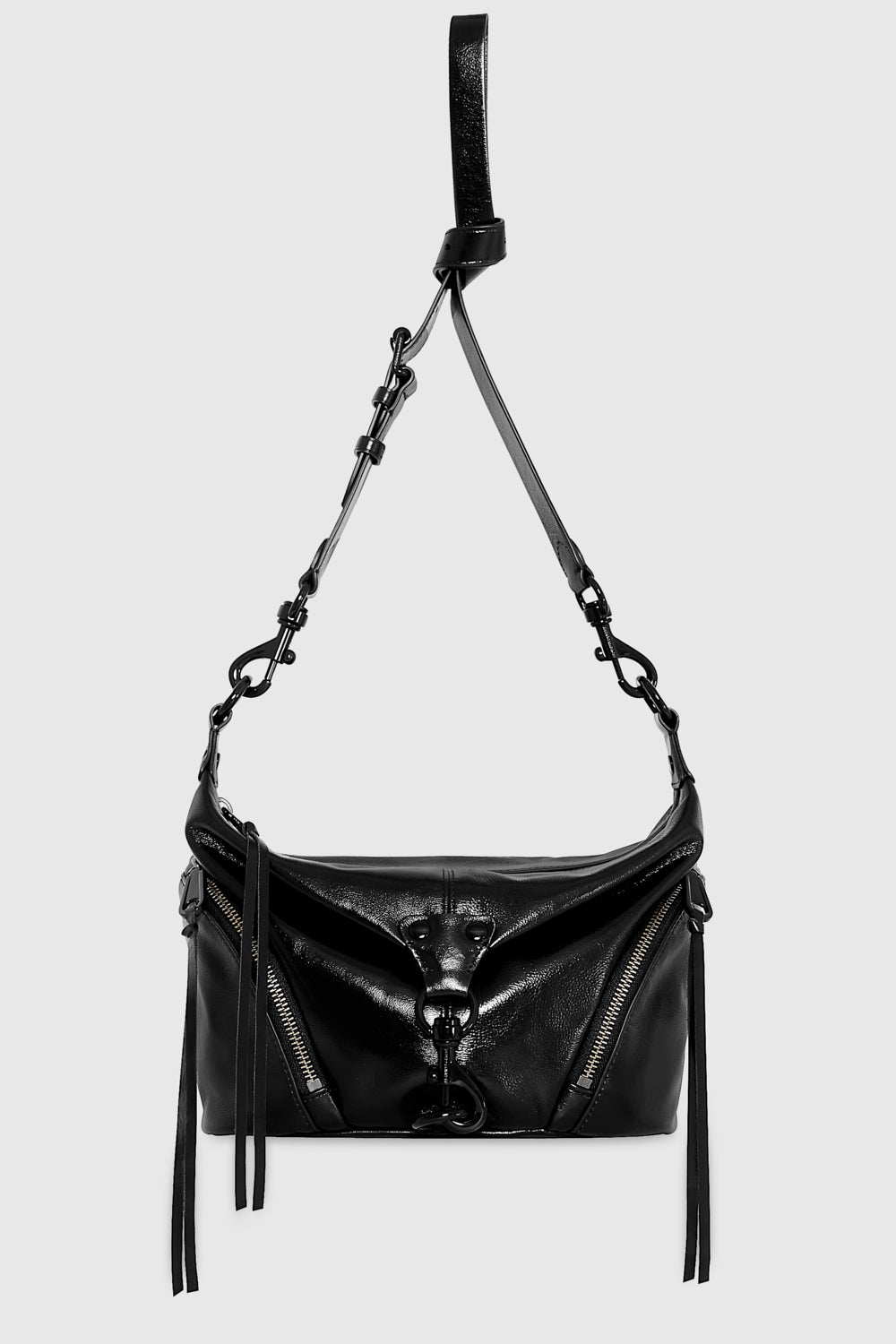 Shop Rebecca Minkoff Small Julian Crossbody Bag In Black/black Shellac