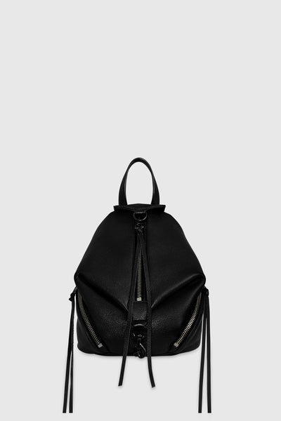 Black Genuine Leather Mini Convertible Julian Backpack | Rebecca