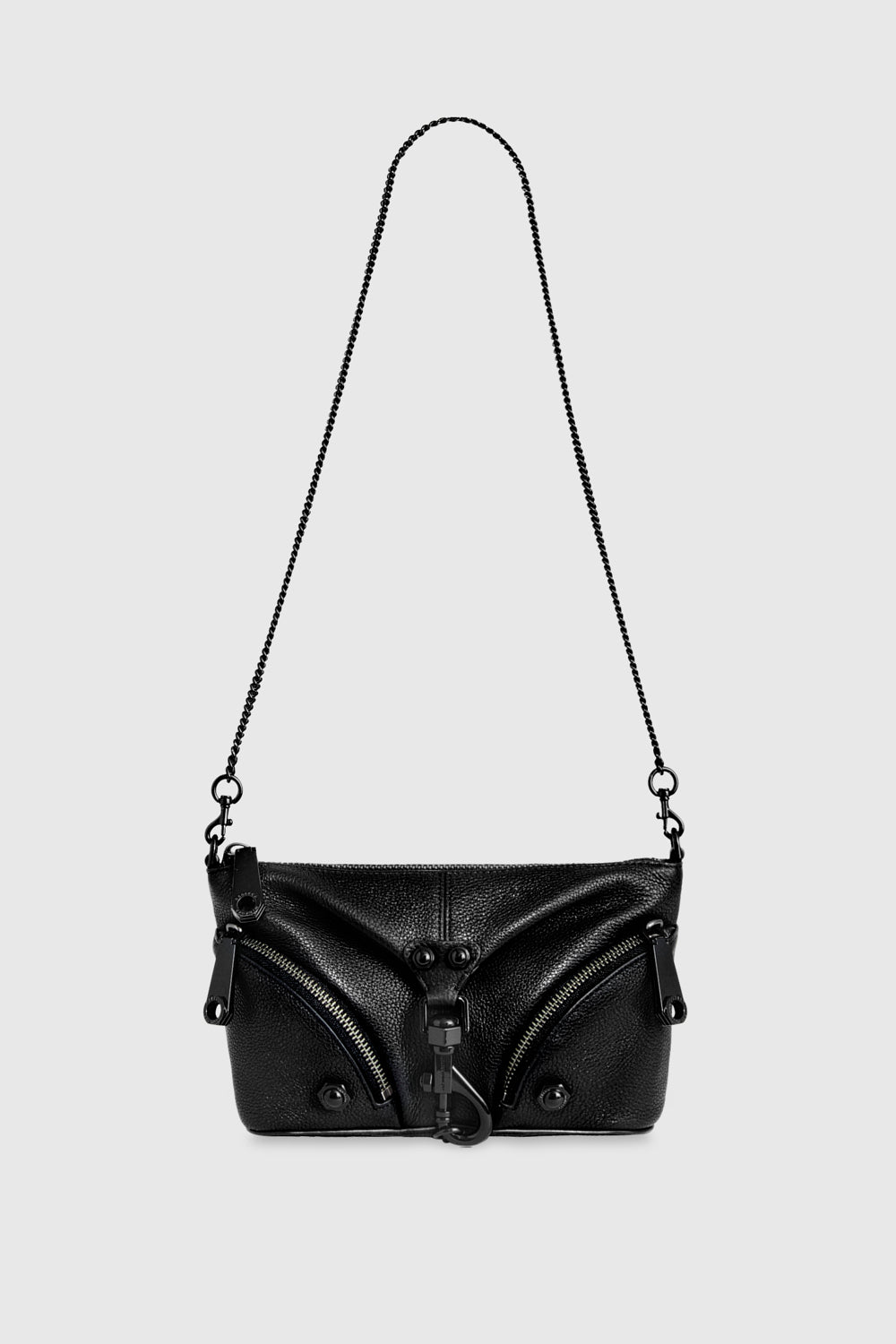 Shop Rebecca Minkoff Mini Julian Crossbody Bag In Black/black Shellac