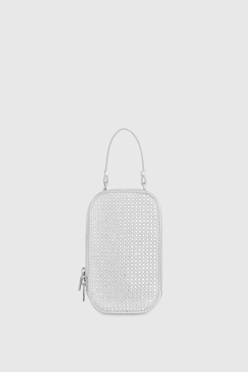 Shop Rebecca Minkoff Phone Crossbody With Crystals Bag In Silver
