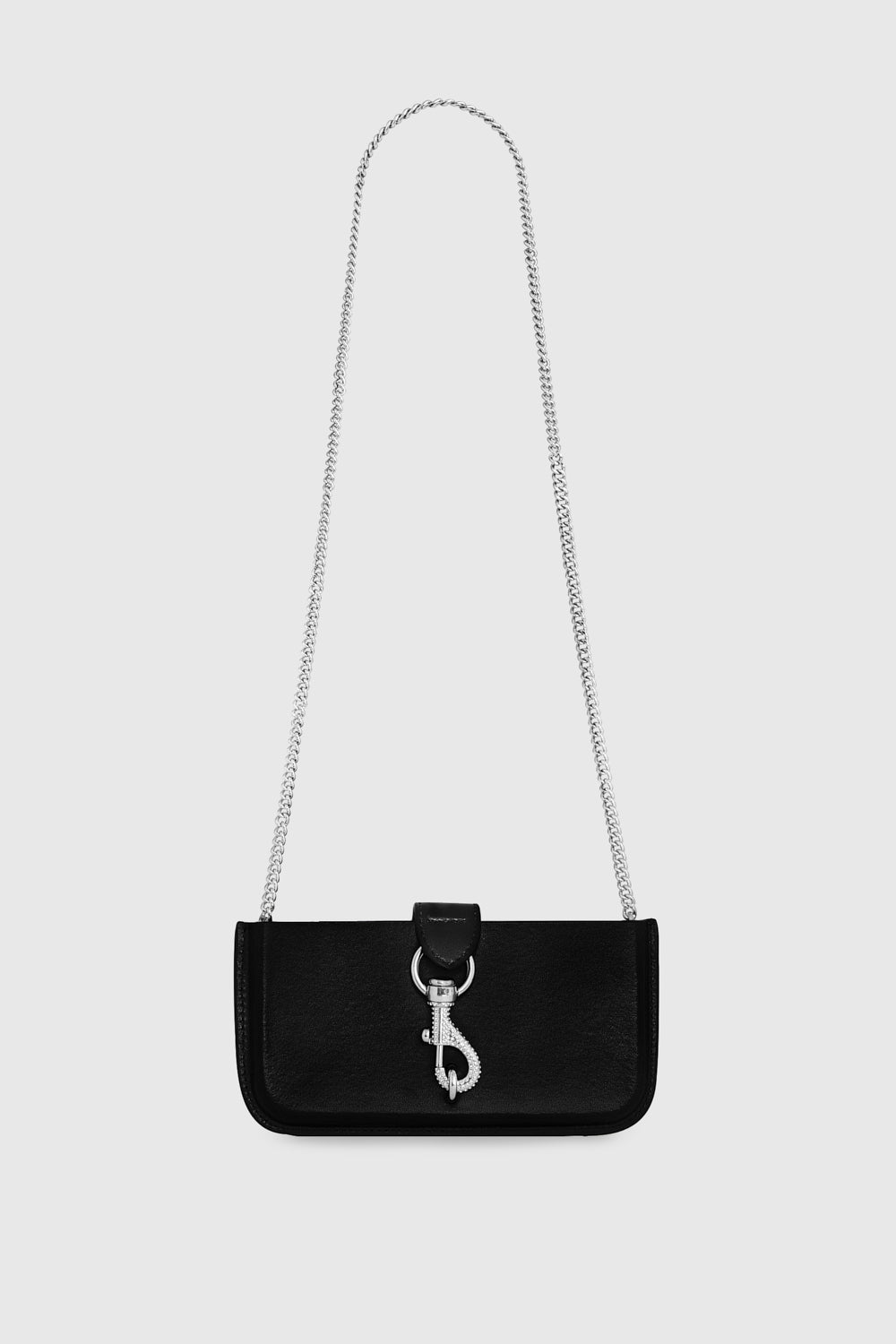Shop Rebecca Minkoff Phone Crossbody With Crystal Dog Clip Bag In Black