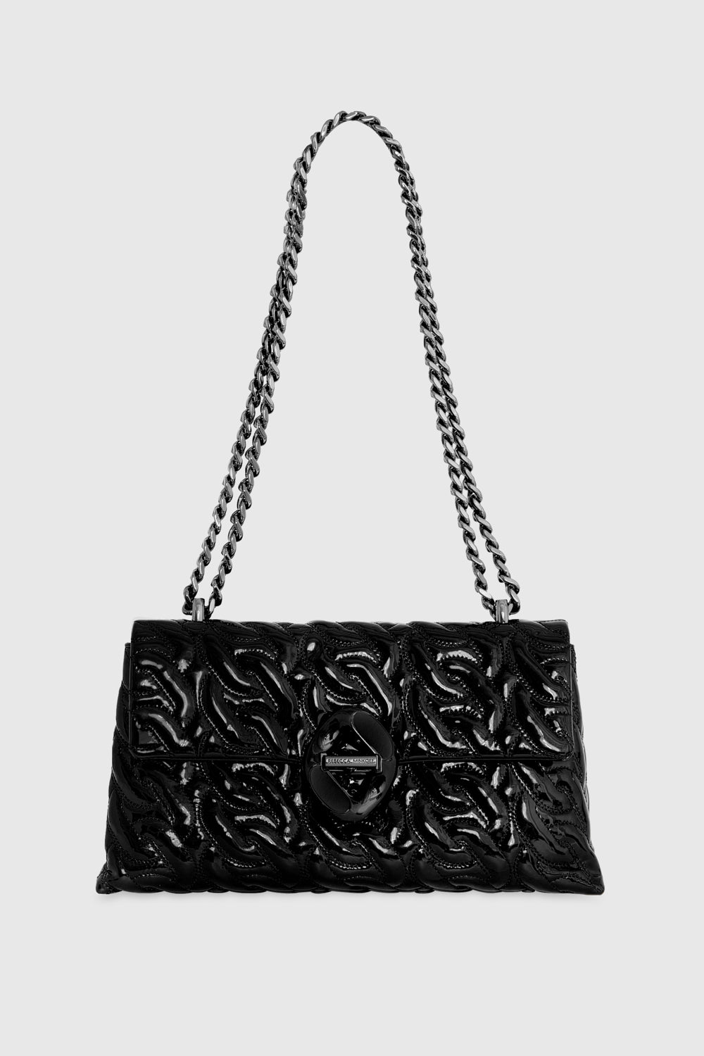 Shop Rebecca Minkoff Double Gusset Crossbody With Chain Quilt Bag In Black