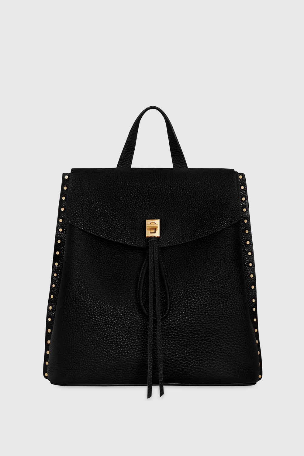 Shop Rebecca Minkoff Darren Signature Backpack Bag In Black/antique Brass