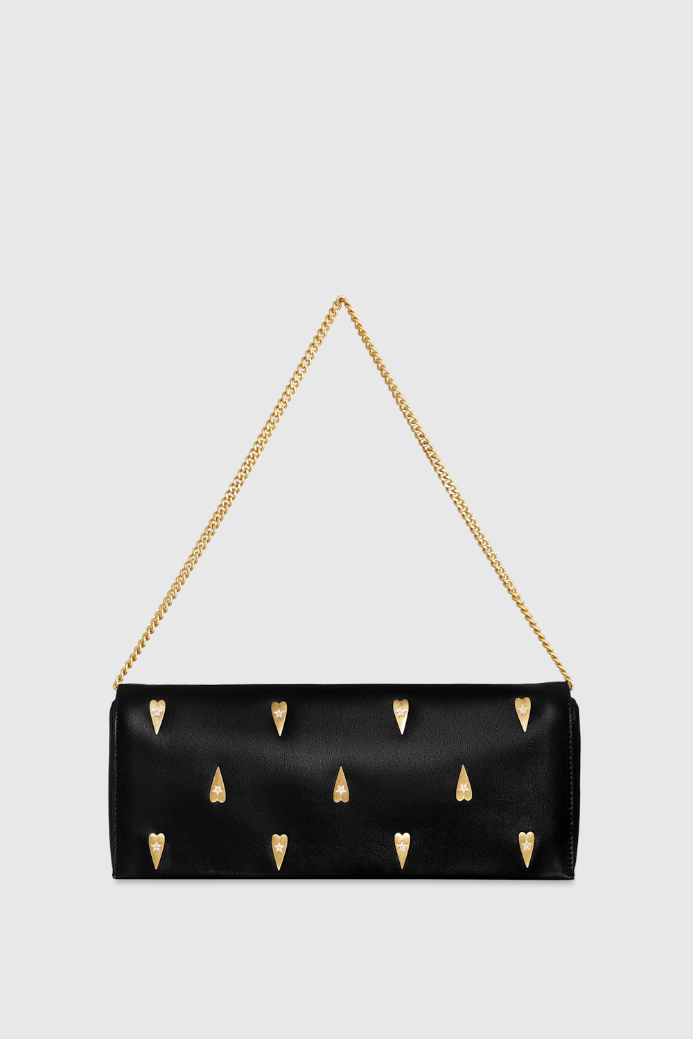 Shop Rebecca Minkoff Slim Clutch With Heart Studs Bag In Black