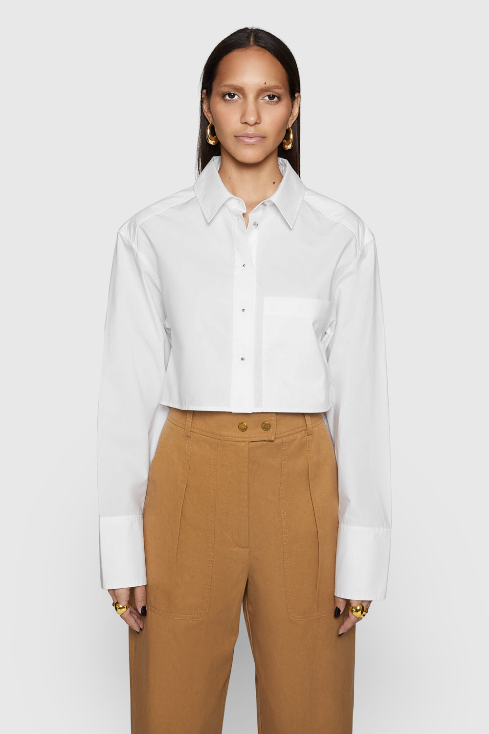 Shop Rebecca Minkoff Layne Cropped Shirt In White
