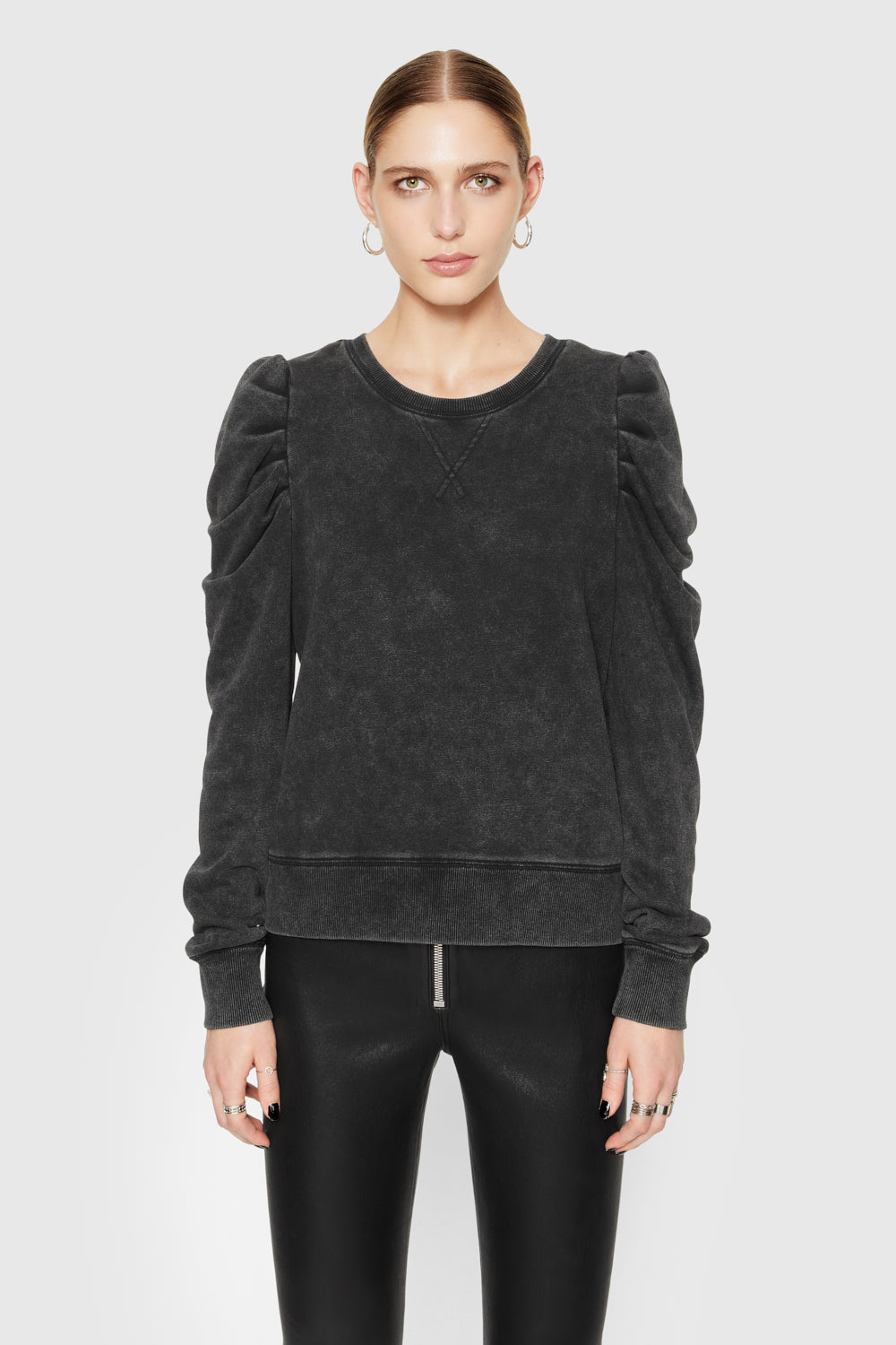 Shop Rebecca Minkoff Janine Sweatshirt In Acid Wash Black