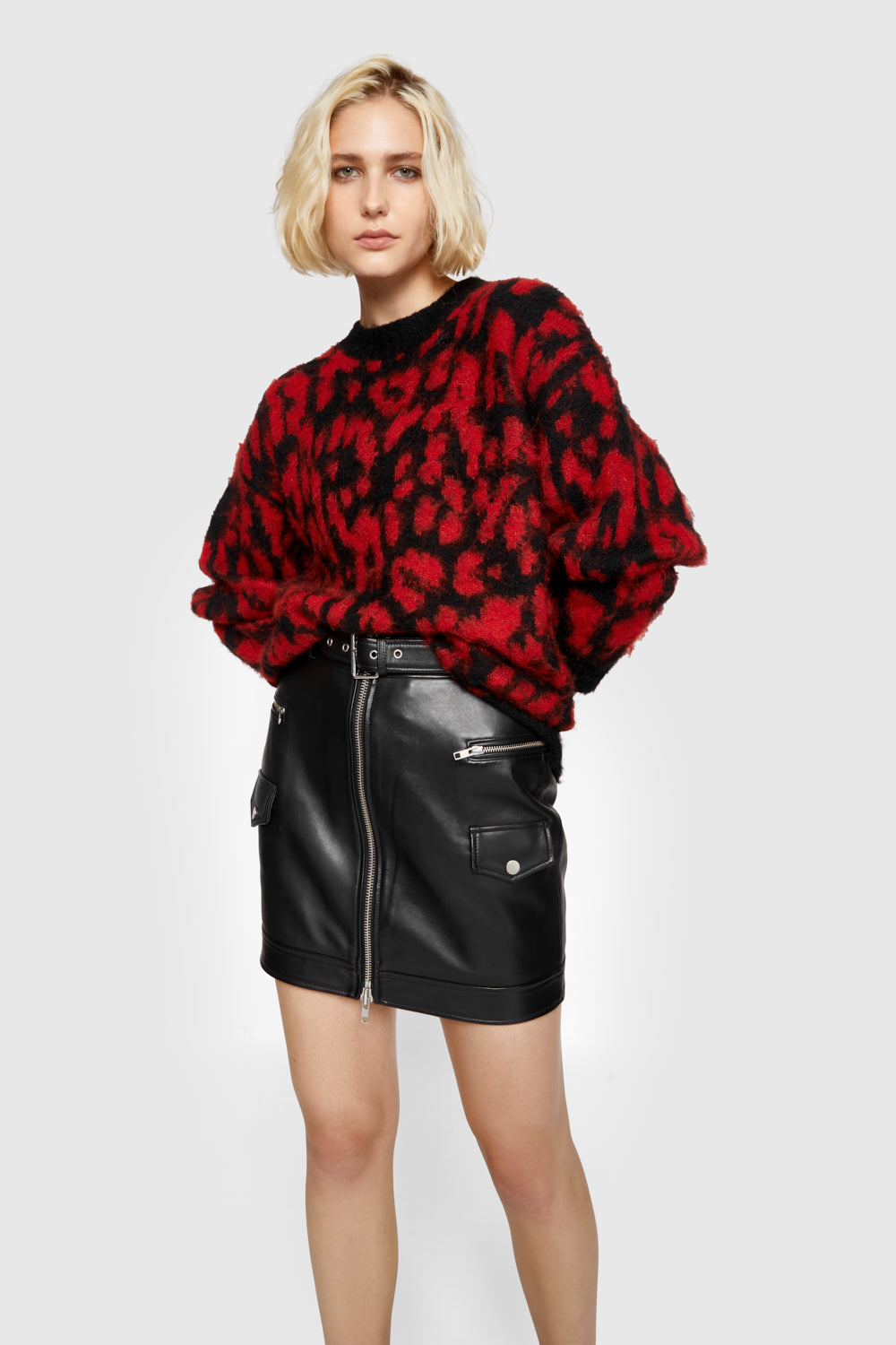 Shop Rebecca Minkoff Gordon Leopard Sweater In Red/black