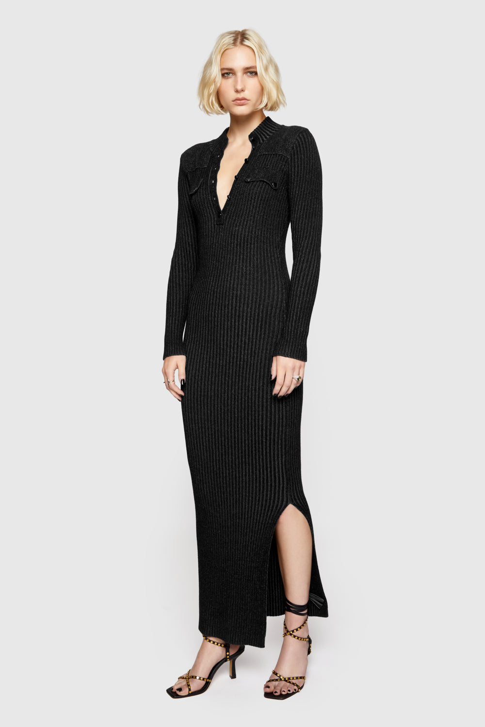 Shop Rebecca Minkoff Alana Military Henley Sweater Dress In Black
