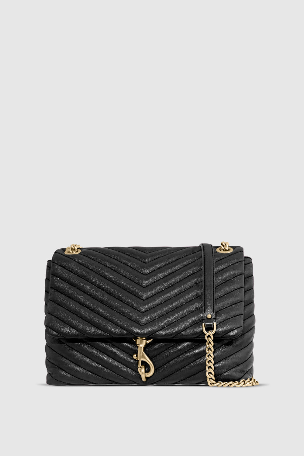 Shop Rebecca Minkoff Edie Flap Shoulder Bag In Black/light Gold