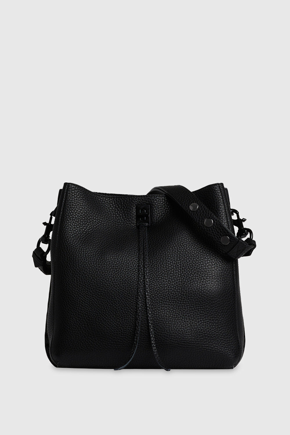 Shop Rebecca Minkoff Darren Shoulder Bag In Black/black Shellac