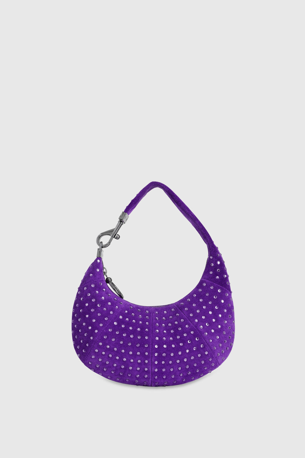 Shop Rebecca Minkoff Crystal Studded Mini Croissant Bag In Passion Flower