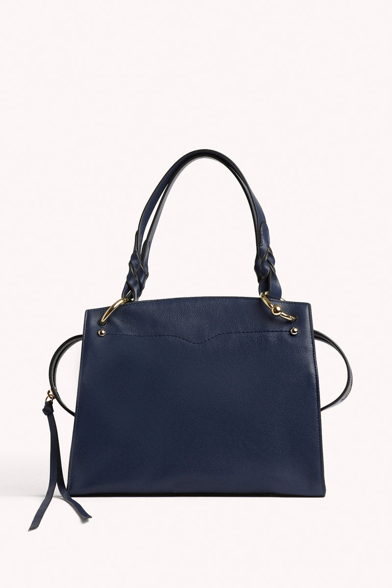 navy leather satchel