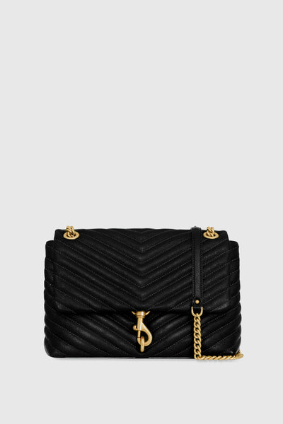 Black Chevron Quilted Love Crossbody Bag