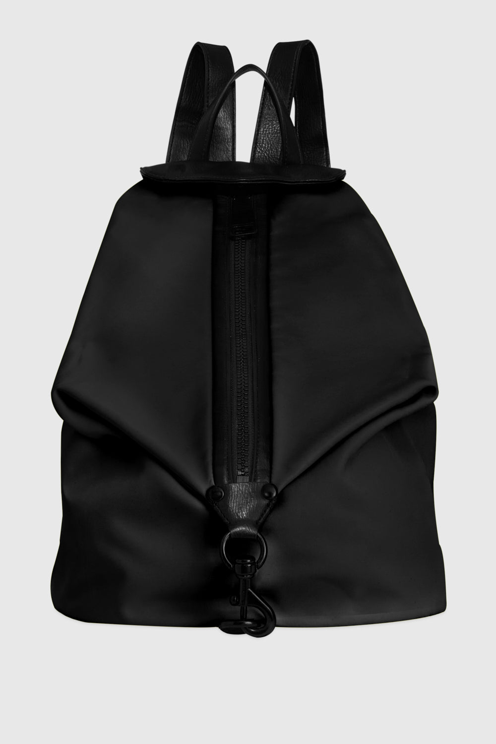 Shop Rebecca Minkoff Jumbo Julian Zipped Nylon Backpack Bag In Black/black Shellac