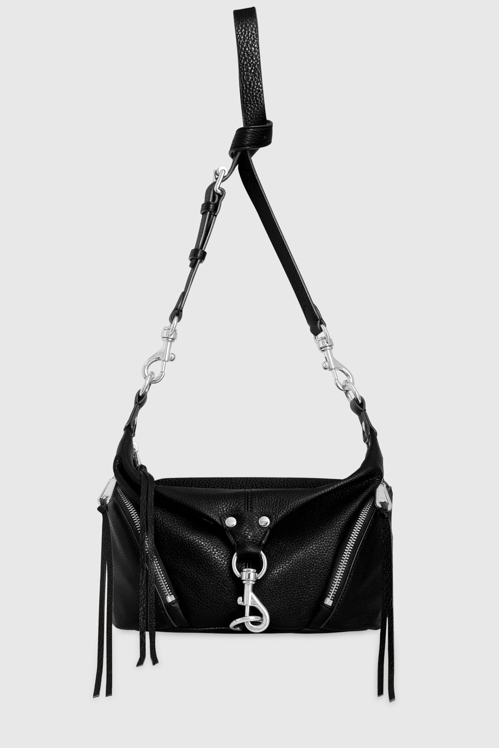 Shop Rebecca Minkoff Small Julian Crossbody Bag In Black/silver