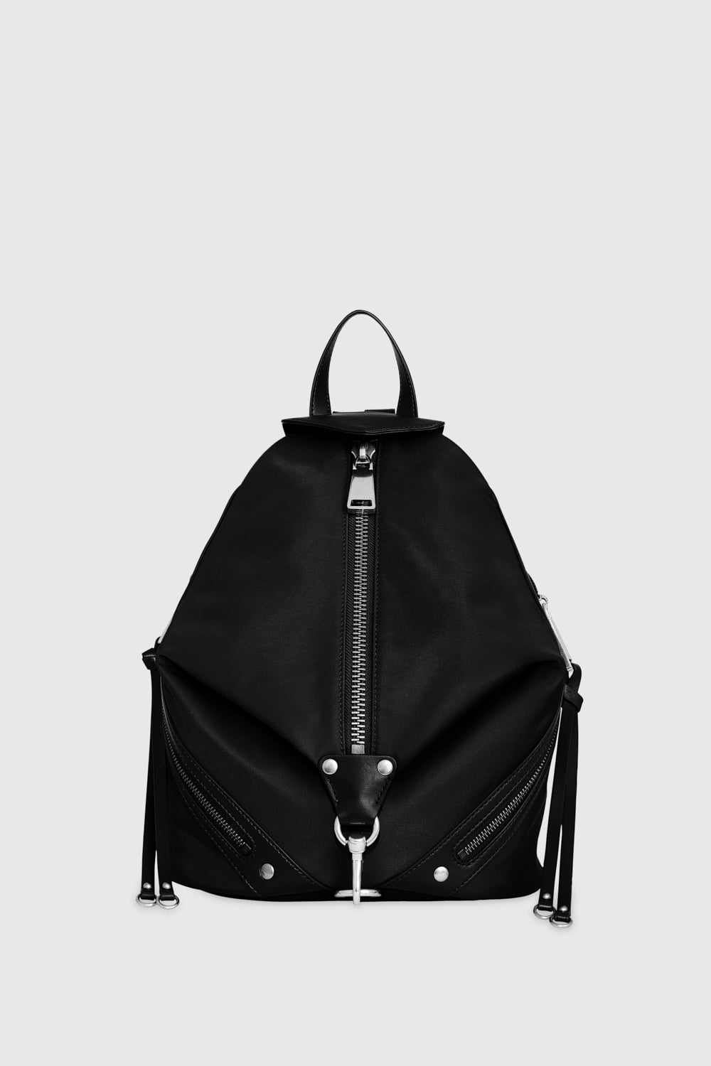 Shop Rebecca Minkoff Nylon Medium Zip Julian Backpack Bag In Black/silver