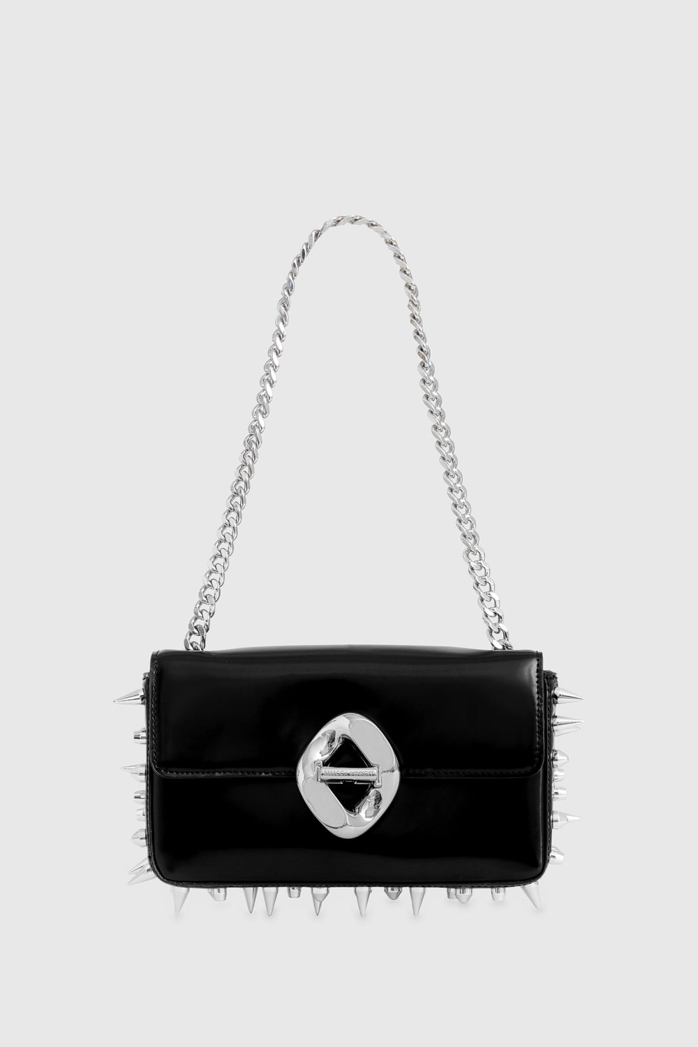 Shop Rebecca Minkoff Punk G Small Chain Shoulder Bag In Black/silver