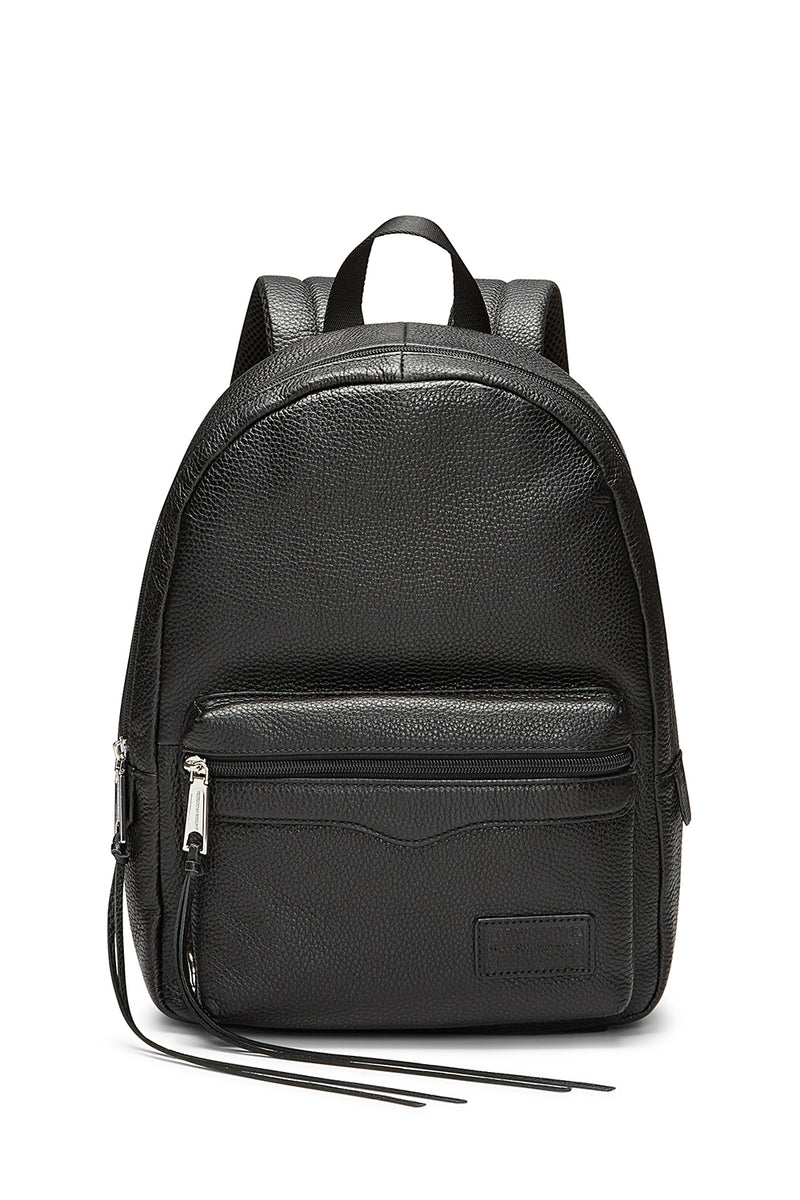 black leather zip backpack