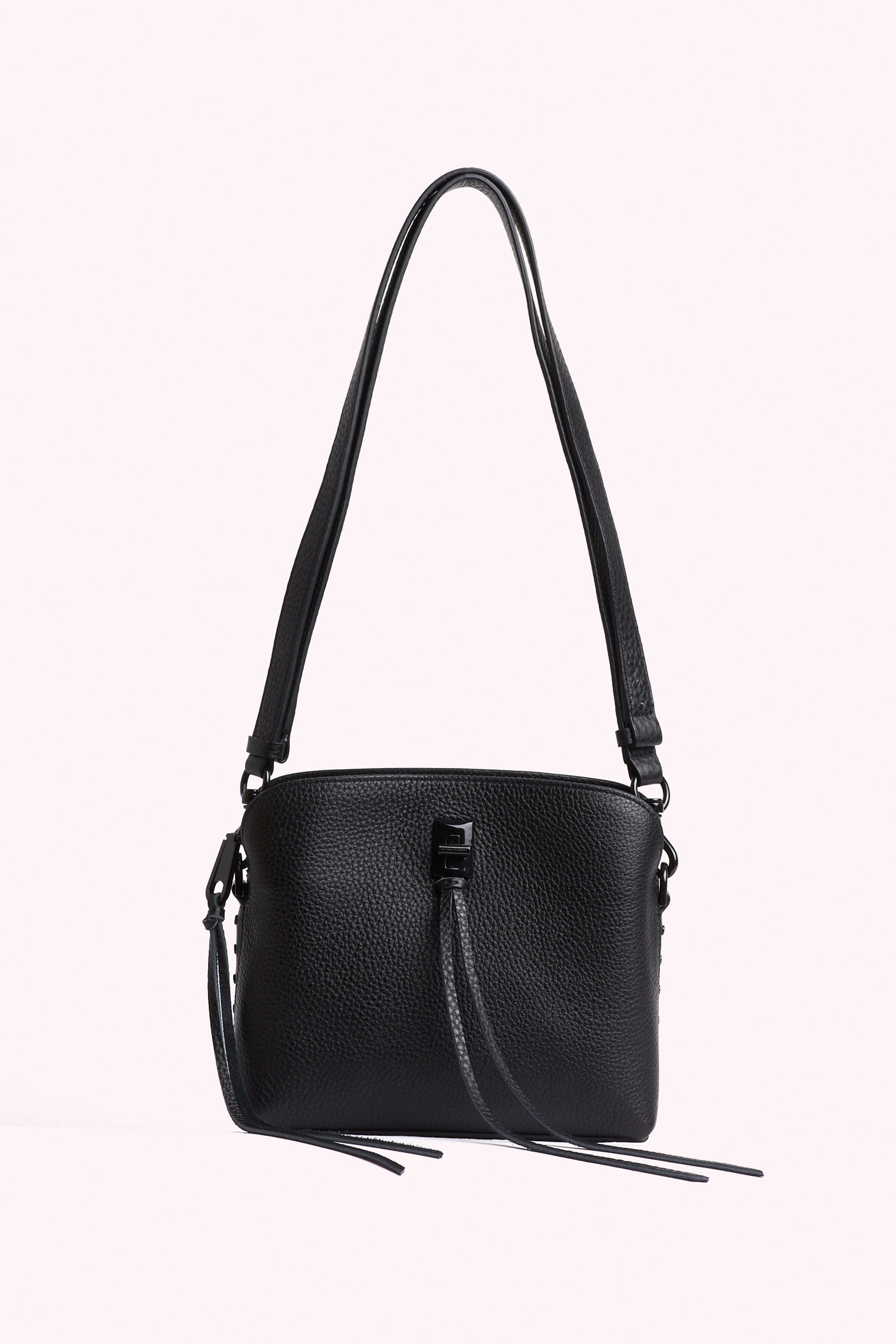 small black leather crossbody