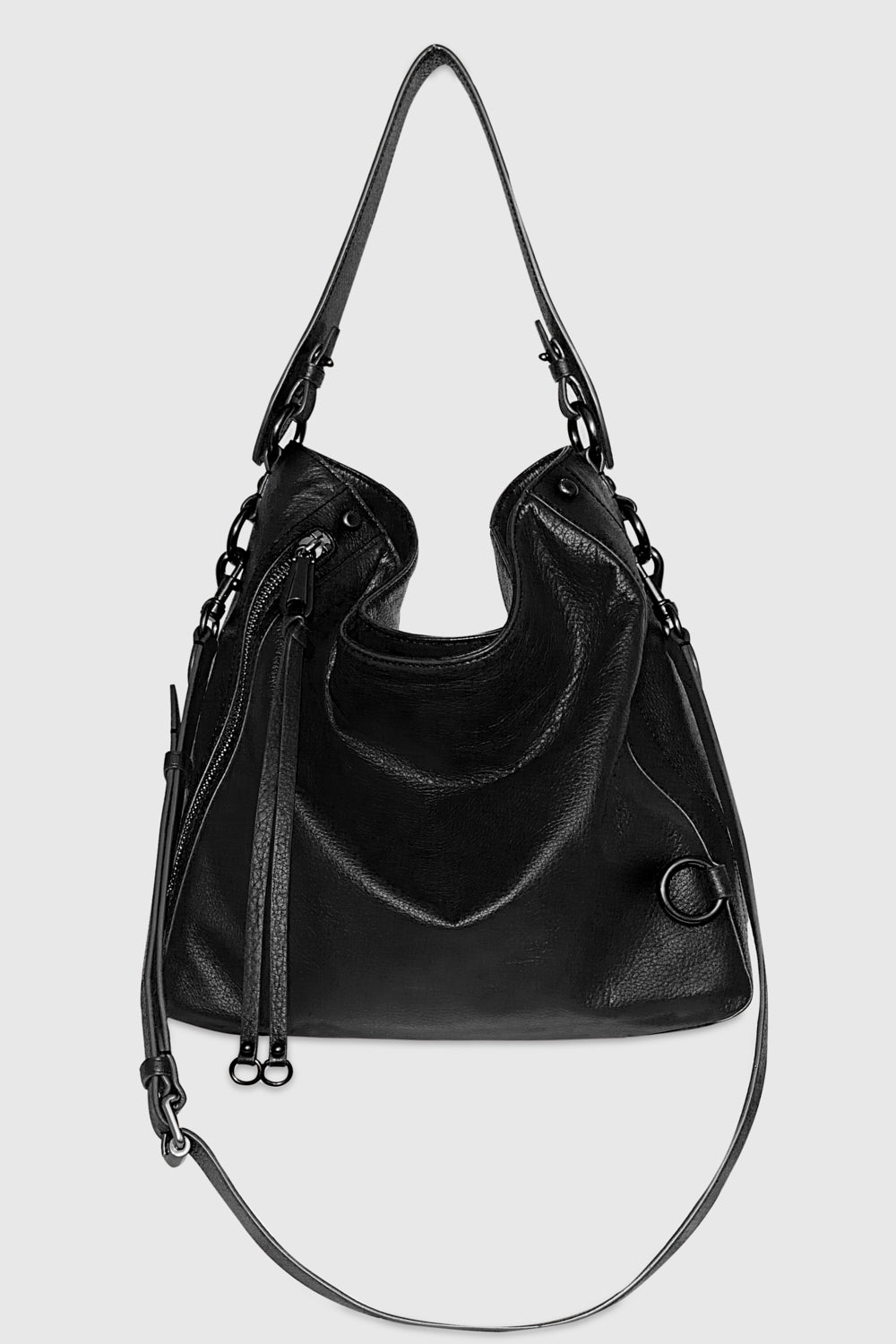 Shop Rebecca Minkoff M.a.b. Hobo Bag In Black/black Shellac