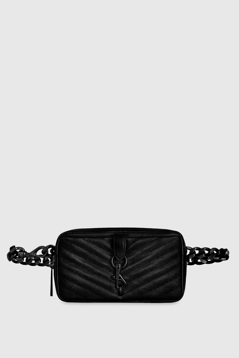 Shop Rebecca Minkoff Edie Belt Bag In Black/black Shellac