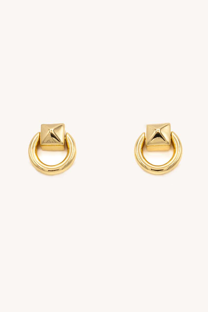 Rebecca Minkoff Mini Pyramid Stud Door Knocker Earring In Gold