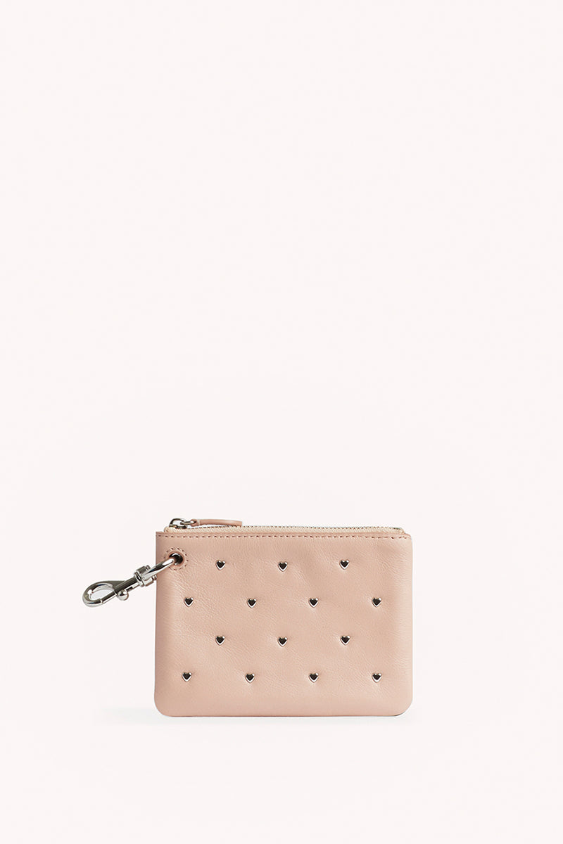 Rebecca Minkoff Pink Wristlet With Heart Studs | Top Zip Pouch |  In Ballet