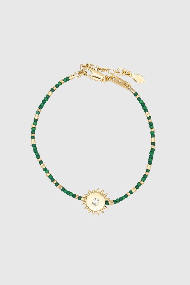 Rebecca Minkoff Sun Seed Bead Bracelet In Gold/green