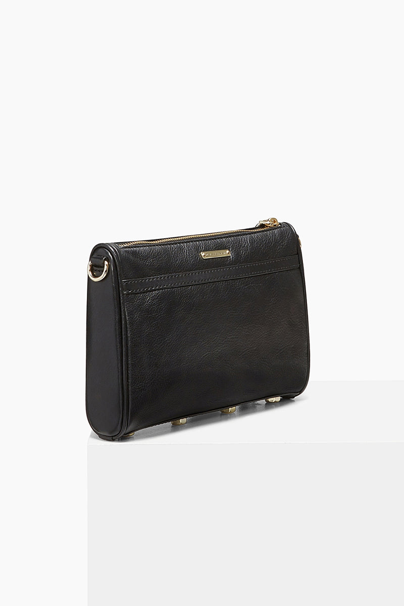 black crossbody bag with gold hardware