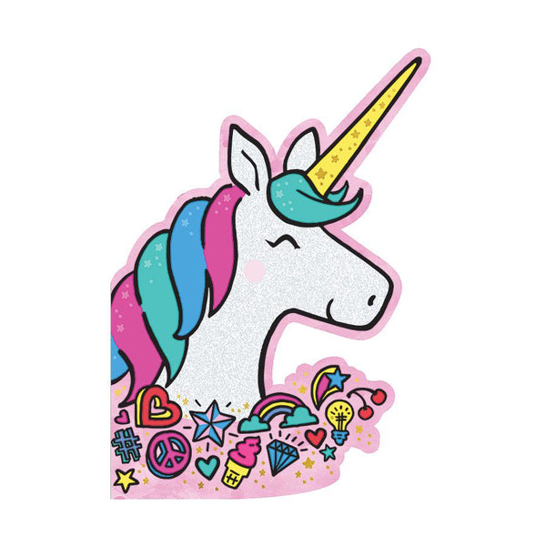 glittery birthday unicorn birthday card