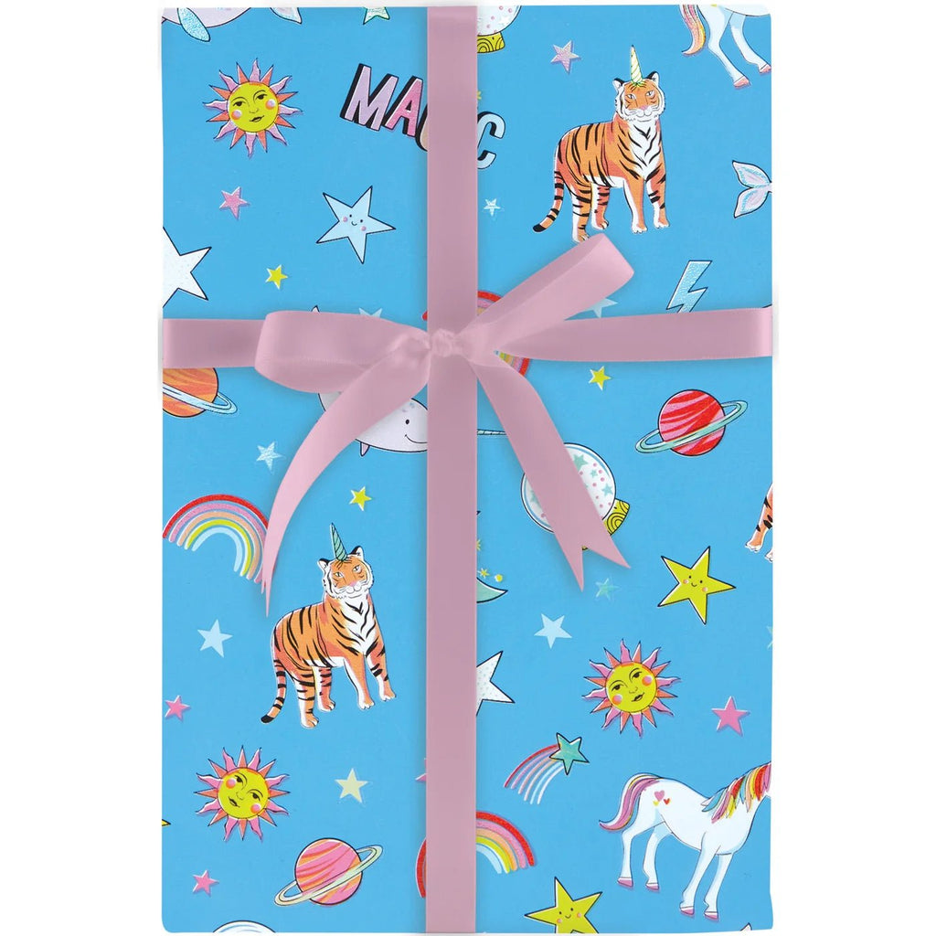 Magical Snow Glitter Floral Wrapping Paper · Creative Fabrica