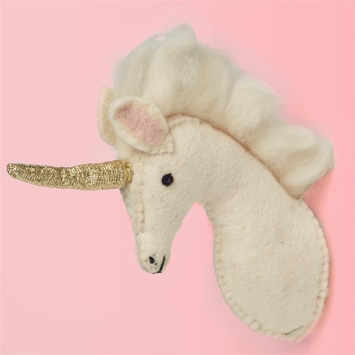 stuffed unicorn head wall decor