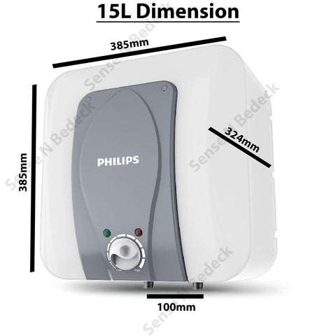 Philips AWH1121H Storage Water Heater 15L dimension chart