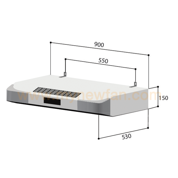 Rinnai RH-90ER Kitchen Hood dimension chart