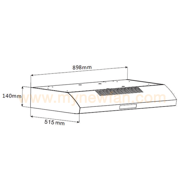 Rinnai RH-S259-SSR-T Kitchen Hood dimension chart