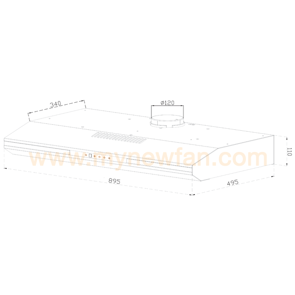 Rinnai RH-S3059-PBW Kitchen Hood dimension chart