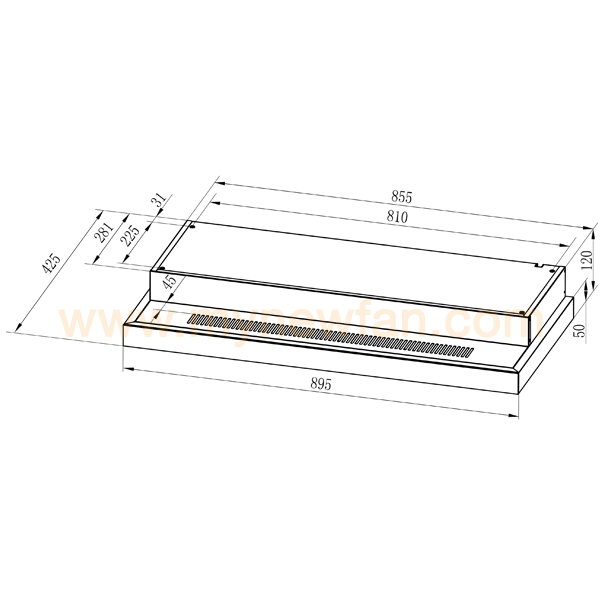 Rinnai RH-S329-PBR Kitchen Hood dimension chart