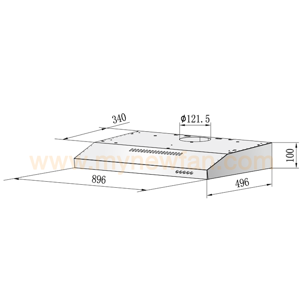 Rinnai RH-S95A-SSVR Kitchen Hood dimension chart