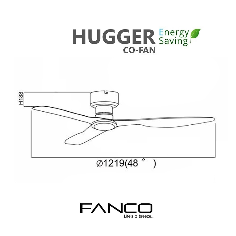 Fanco Hugger 48" Dimension Chart