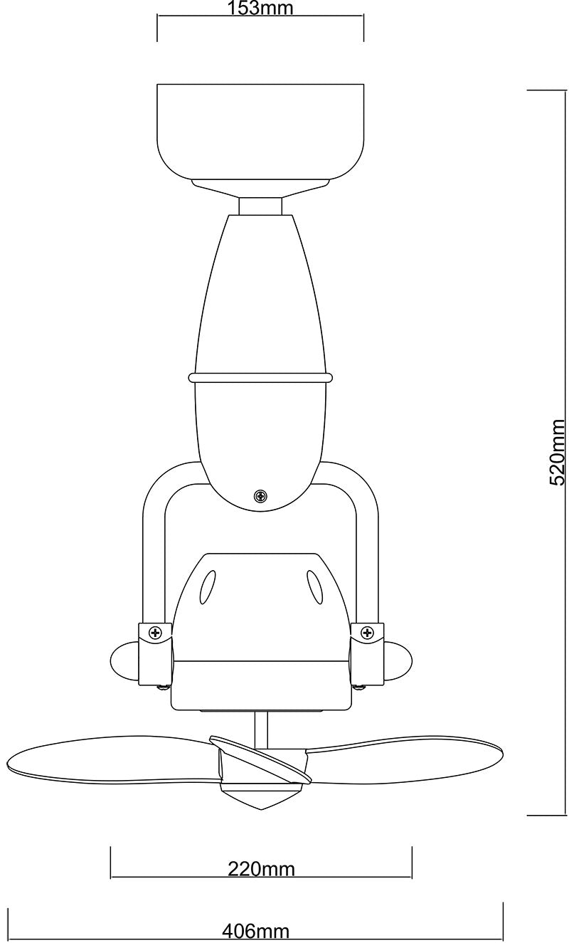 Fanco Nano 16" ceiling mount dimension chart