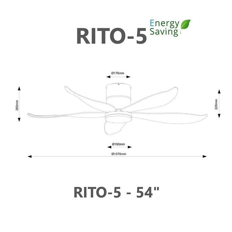 Fanco Rito-5 54" dimension chart