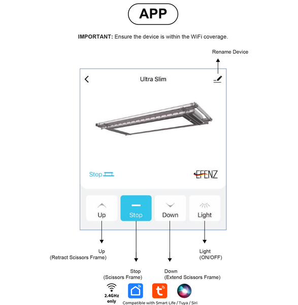 EFENZ Ultra Slim Automated Laundry Rack app info