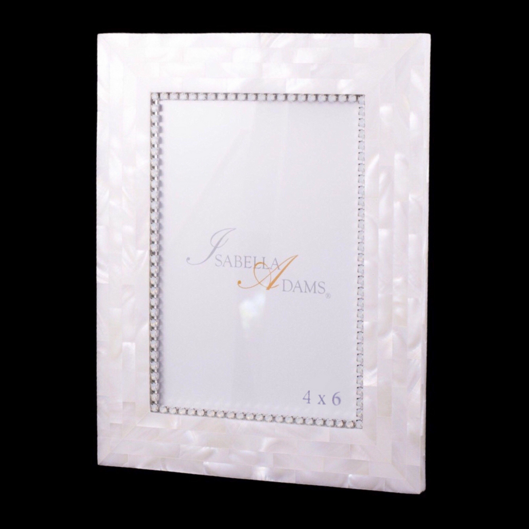 4 x 6 Mother of Pearl White Opal Picture Frame Featuring Premium Crystal